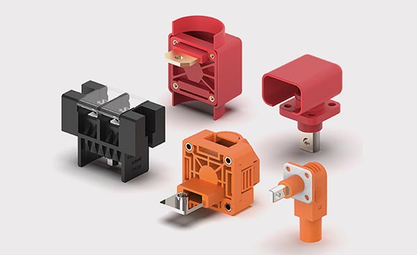 A clean, professional product shot of several high-current connector variants from Yinfeel – for visual reference only